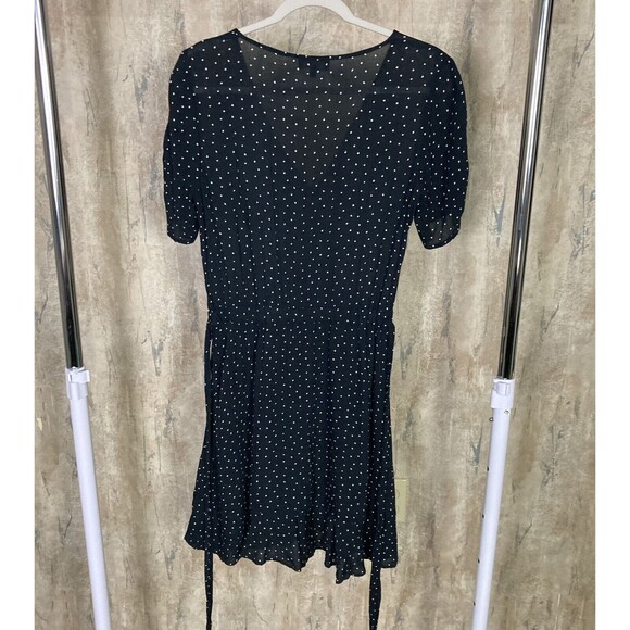 Lucky Brand Black & White Polka Dot Surplice A-Line Dress Size Small Retro EUC - Picture 3 of 9